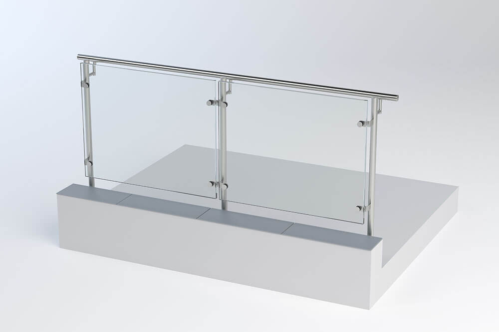 Barandal con cristal para pasillo.